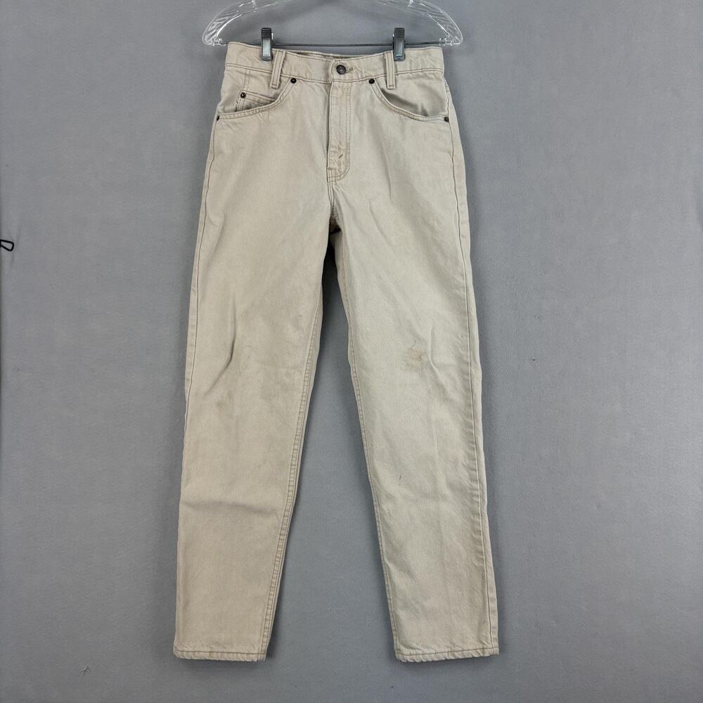 Vintage Levis 550 Jeans Mens 28x28 Beige Relaxed Fit Tapered Leg Student USA 90s